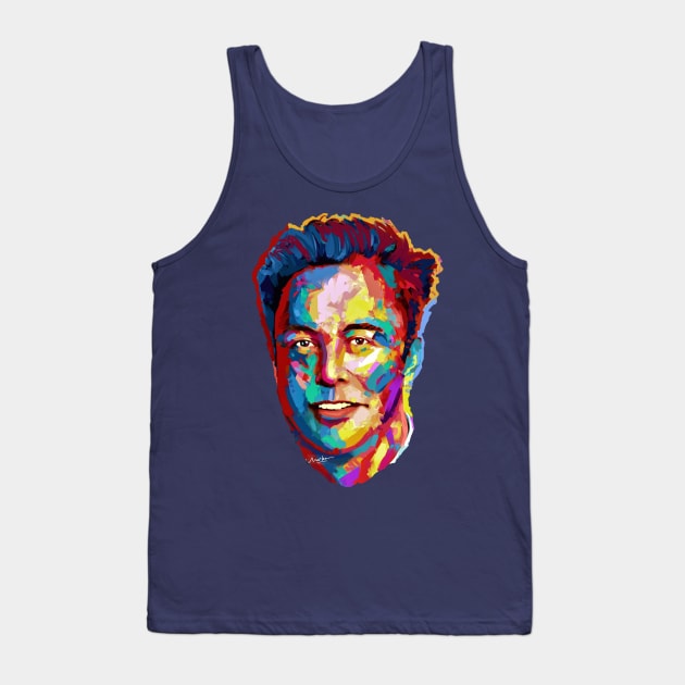 Elon Musk Color Art by Mailson Cello 2021 Tank Top by mailsoncello